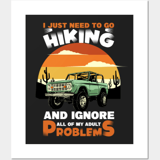 Funny hiking mountains cross country road vintage sunset Posters and Art